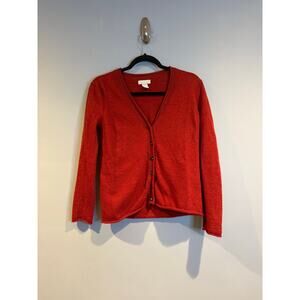 Tweeds 100% Merino Wool Button Front Cardigan – Red, Size Medium